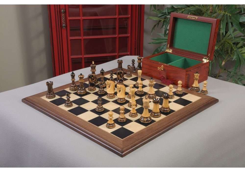 Burnt Zagreb ’59 Series Chess Set and Board
