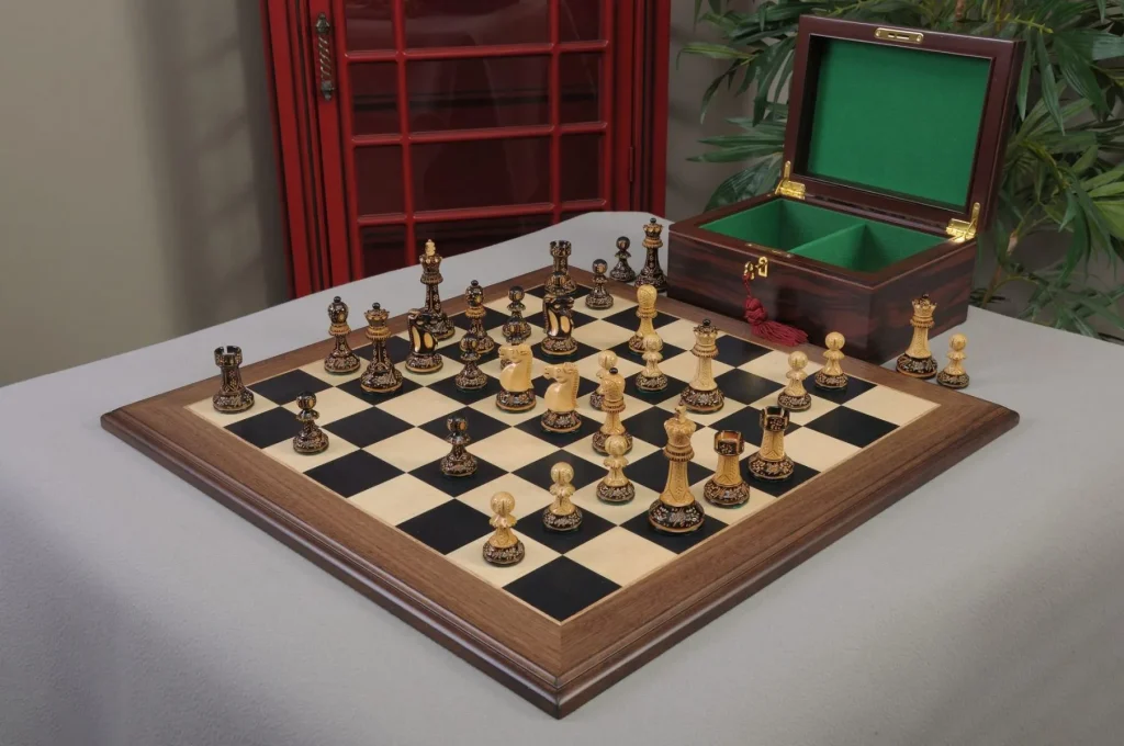 The Burnt Reykjavik II Series Chess Set, Box, & Board