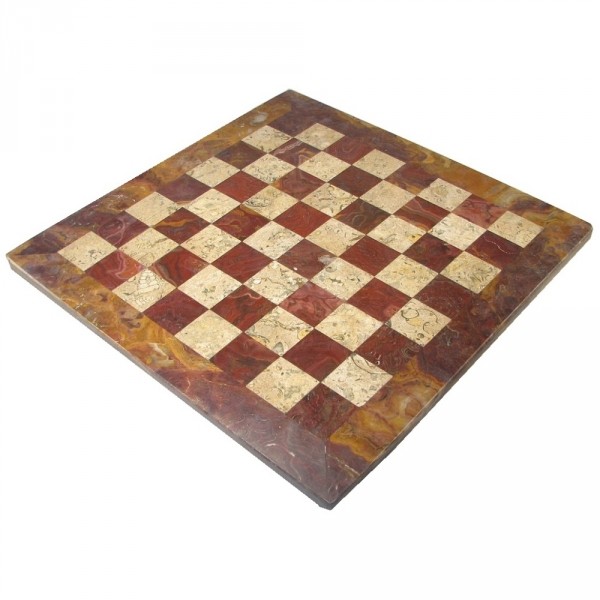 Coral and Red Marble Chess Board