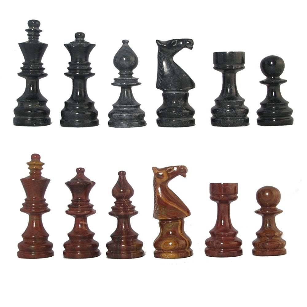 Black and Red Deluxe Style Marble Chess Pieces