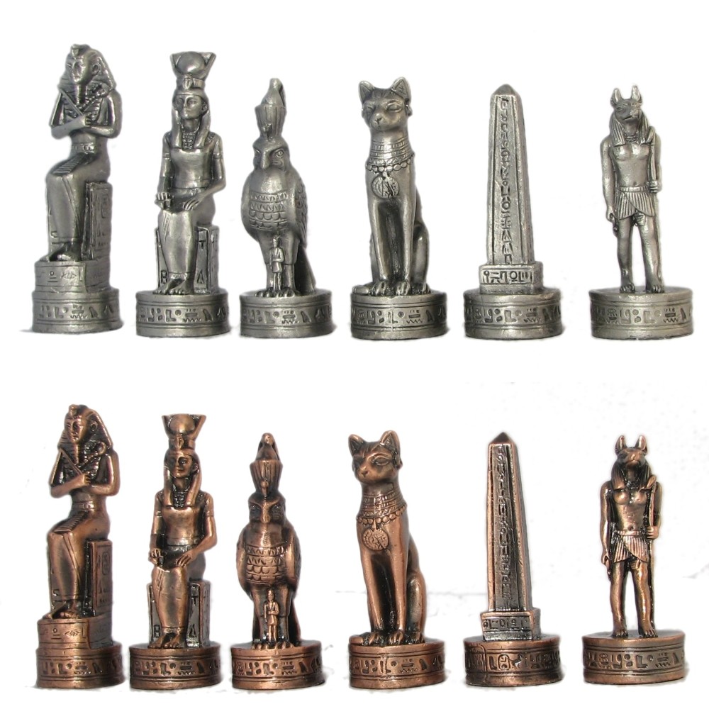 Classic Egyptian Pewter Chess Pieces