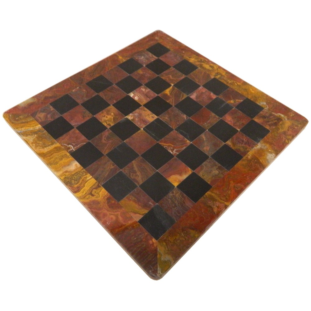 Black and Red Marble Chess Board