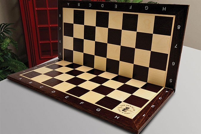 Folding African Palisander and Maple Chessboard