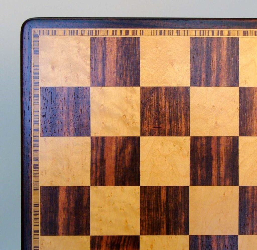 Ebony and Maple Veneer Chess Board Beveled Edge