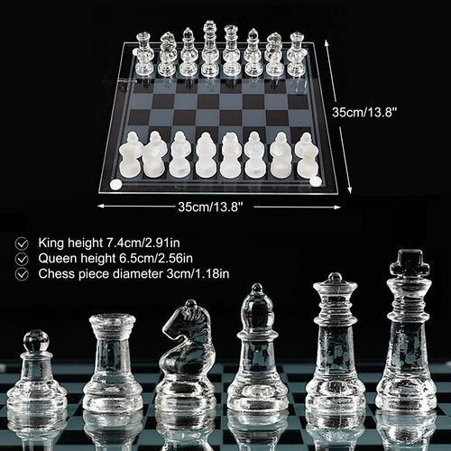 K9 Glass Chess Set Transparent Frosted