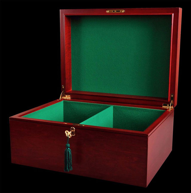 Large Red Burl Premium Chess Box