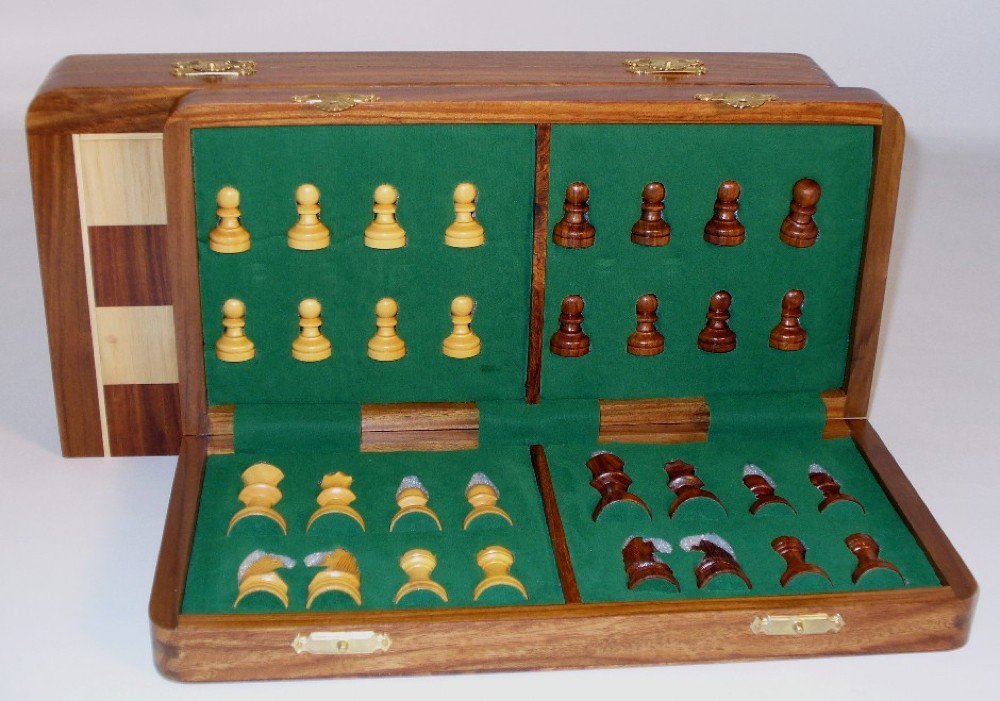Folding Magnetic Wood Chess Set-14″