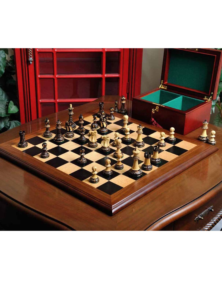 The Burnt Reykjavik II Series Chess Set, Box, & Board