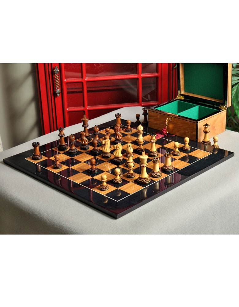 Burnt Golden Rosewood Grandmaster Pieces, Board and Box