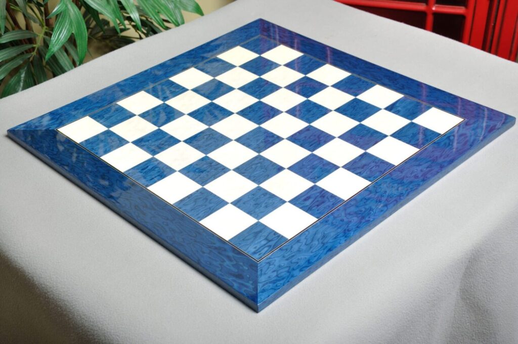 Blue Erable and Bird’s Eye Maple Chess Board