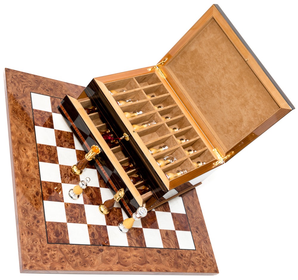 Gold Chessmen Exotic Board, Storage Box from Italy