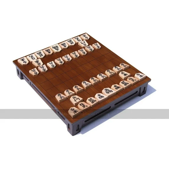 Shogi Set with Raised Wooden Board & Storage Drawer