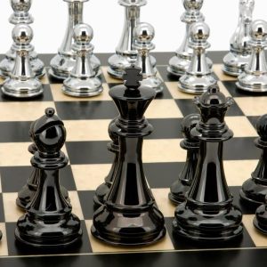 Silver and Black Weighted Chess Pieces