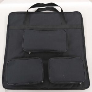 Black garment bag with three zippered pockets